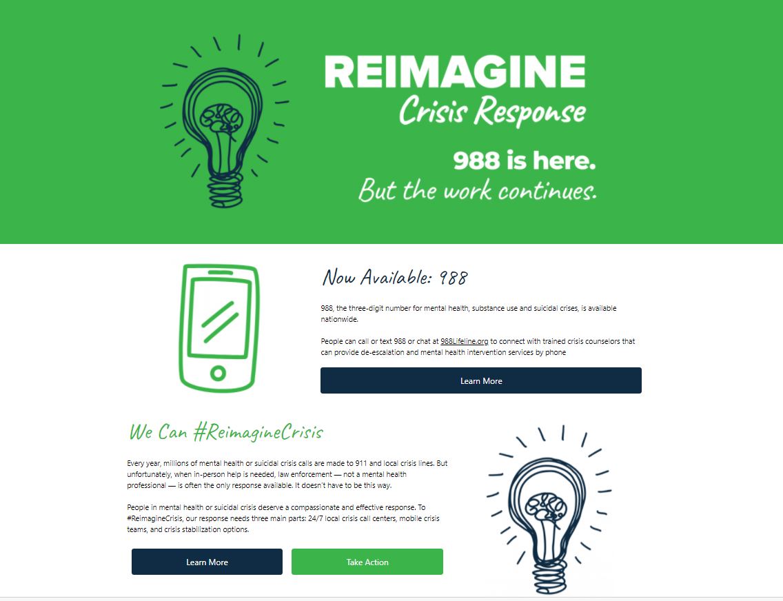 picture of the Reimagine Crisis Response Webpage