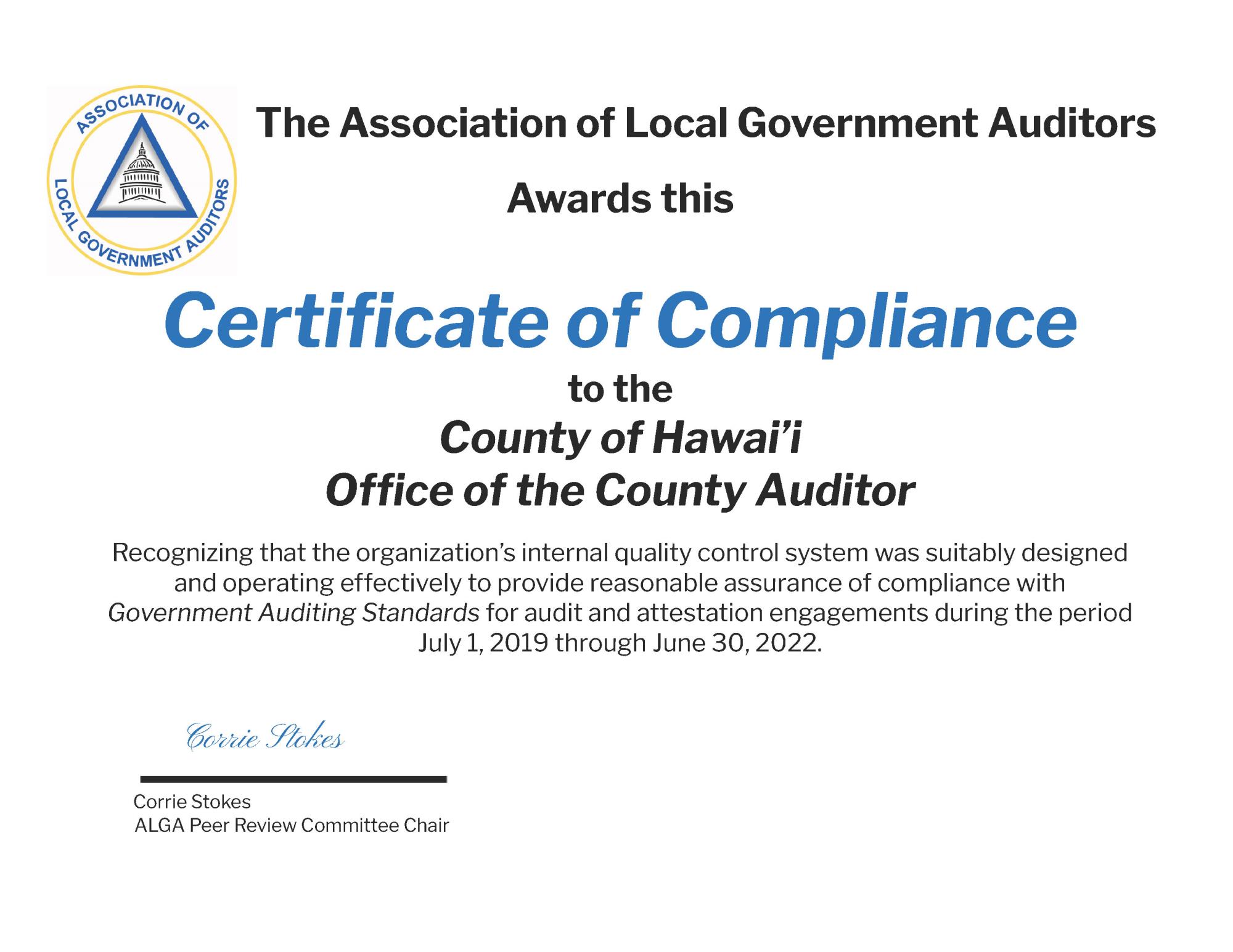 County of Hawaii_ALGA Peer Review Compliance_Yellow